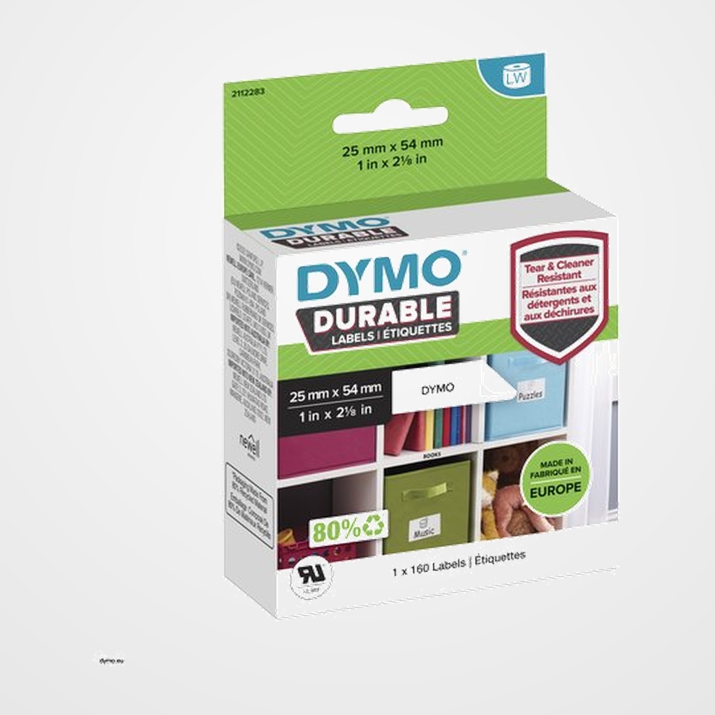 ETIQUETAS DYMO LABEL WRITER INDUSTRIAL  25x54 mm ROLLO 160 uds. BLANCAS