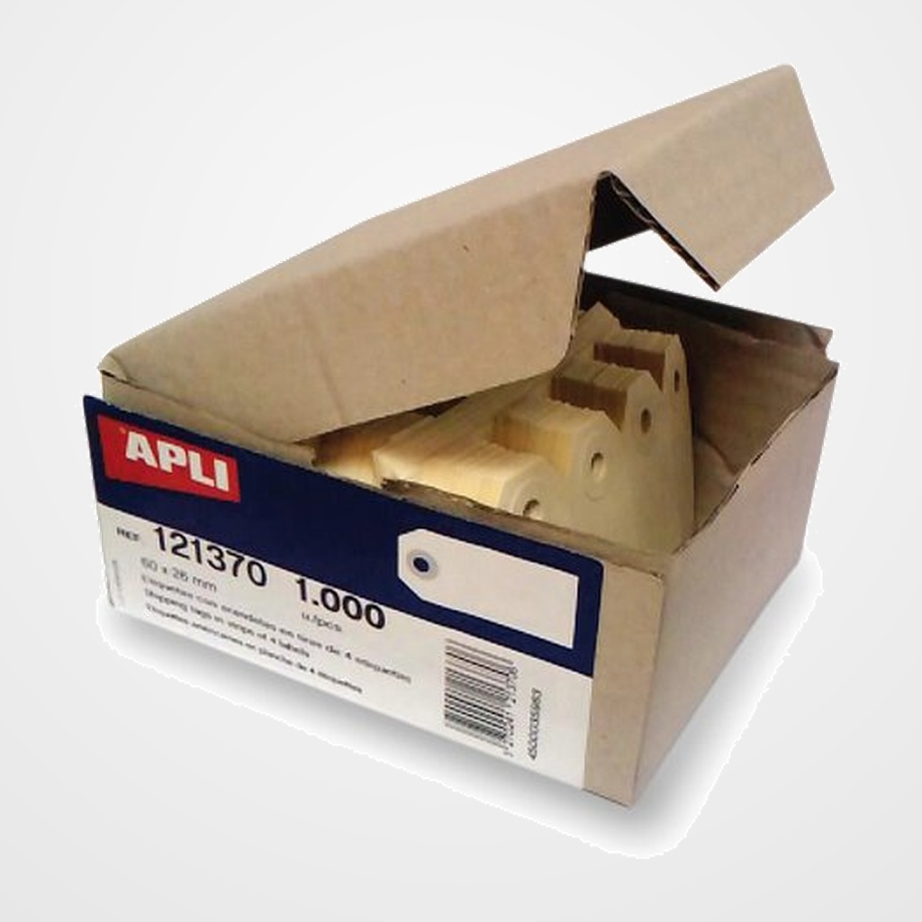 ETIQUETAS MANUALES COLGANTES con ARANDELA APLI suelta 70x140 mm CAJA 1.000 uds.(121377)