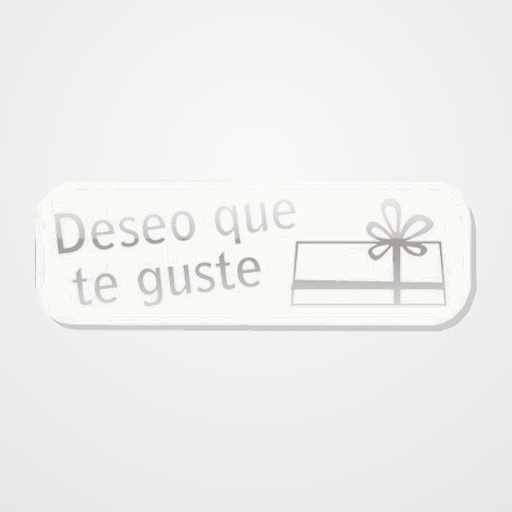 ETIQUETAS REGALO ADH. HOLOGRAFICAS ROLLO  250 uds. 45x15  DESEO QUE TE GUSTE  BLANCO