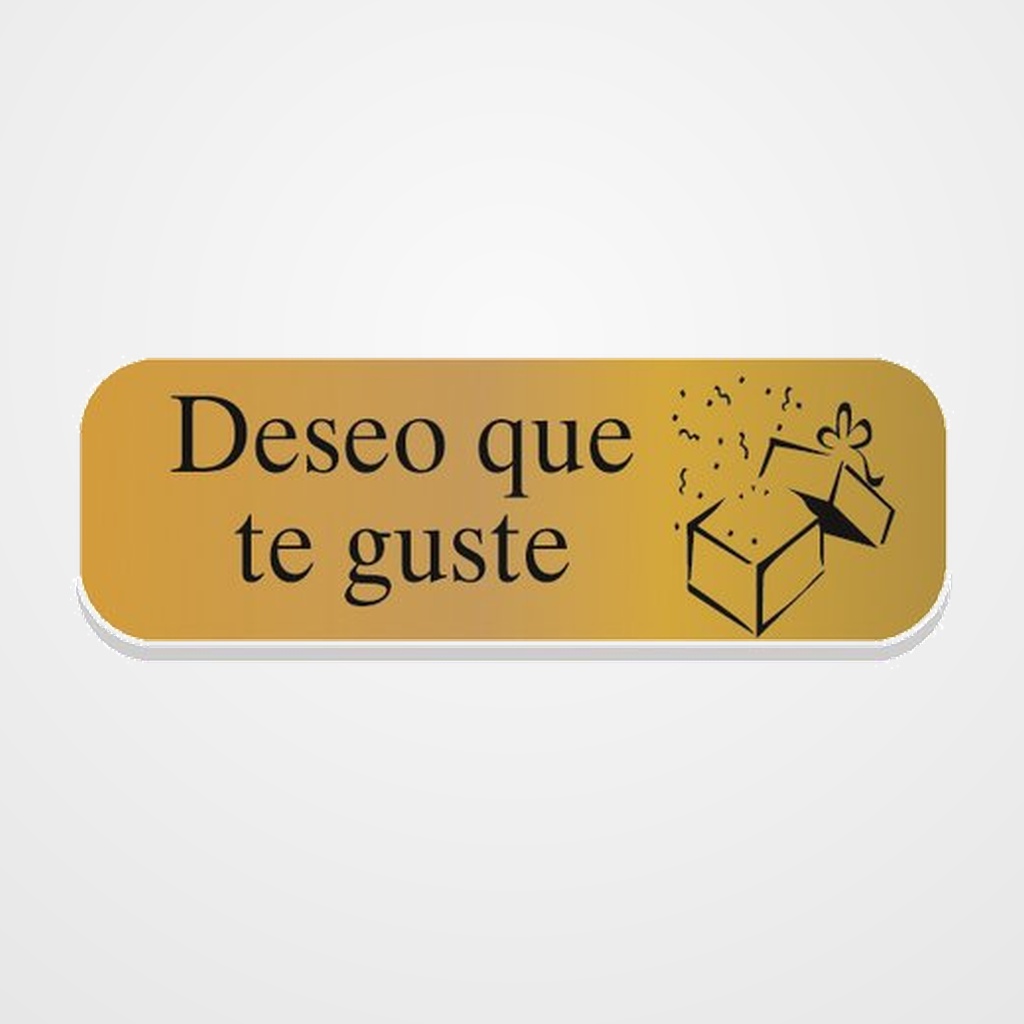 ETIQUETAS REGALO ADH. HOLOGRAFICAS ROLLO  250 uds. 45x15  DESEO QUE TE GUSTE  ORO