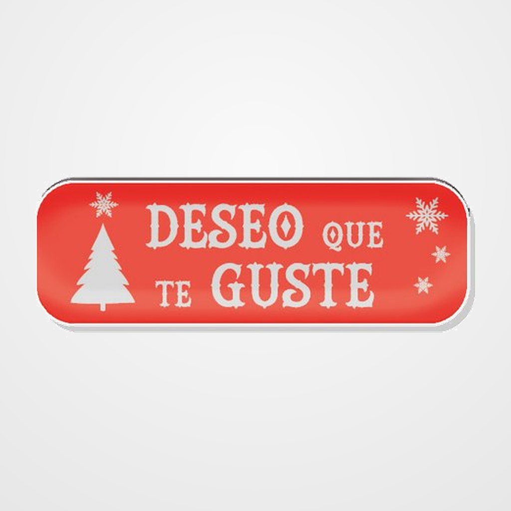 ETIQUETAS REGALO ADH. HOLOGRAFICAS ROLLO  250 uds. 45x15  DESEO QUE TE GUSTE  ROJO