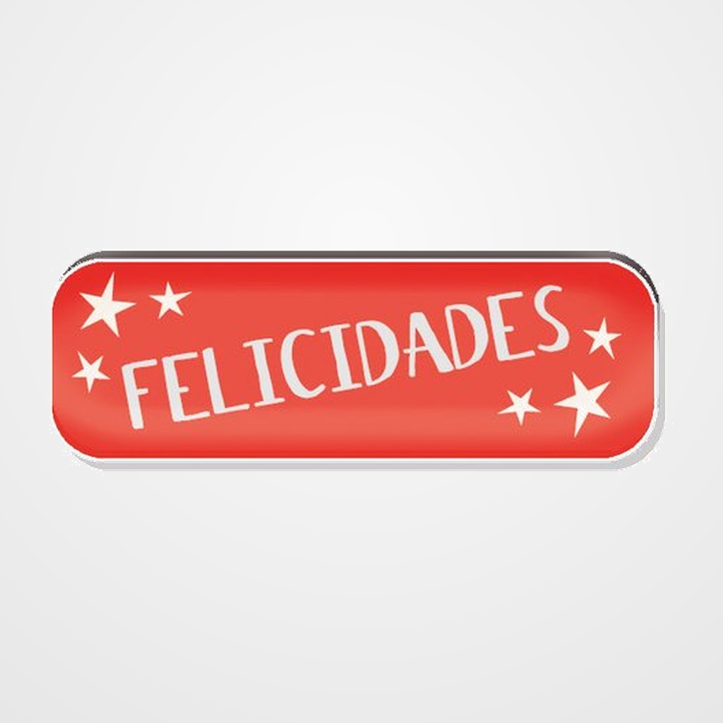 ETIQUETAS REGALO ADH. HOLOGRAFICAS ROLLO  250 uds. 45x15  FELICIDADES  ROJO
