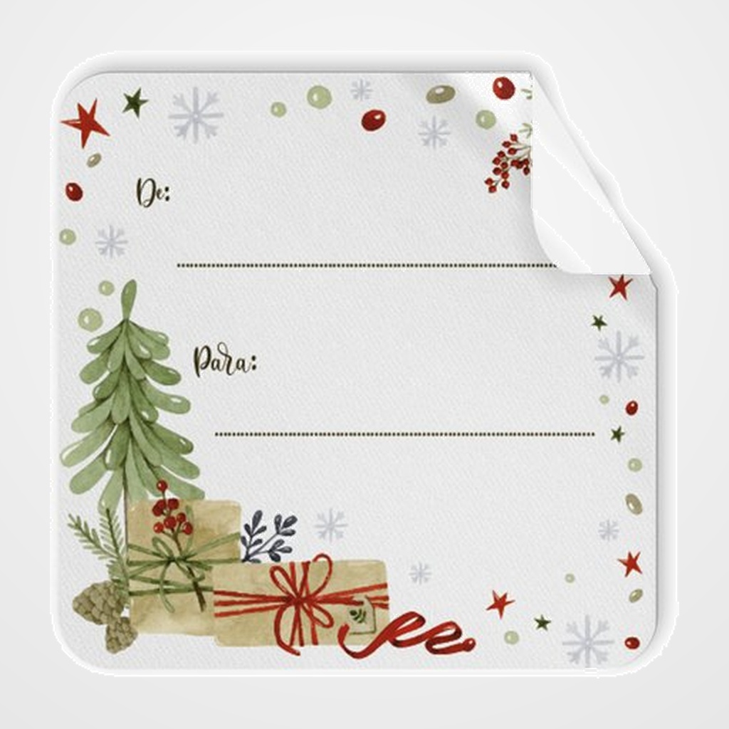ETIQUETAS REGALO ADH. ROLLO  250 uds. CUADRADAS 40x40 NAVIDAD  DEDICATORIA