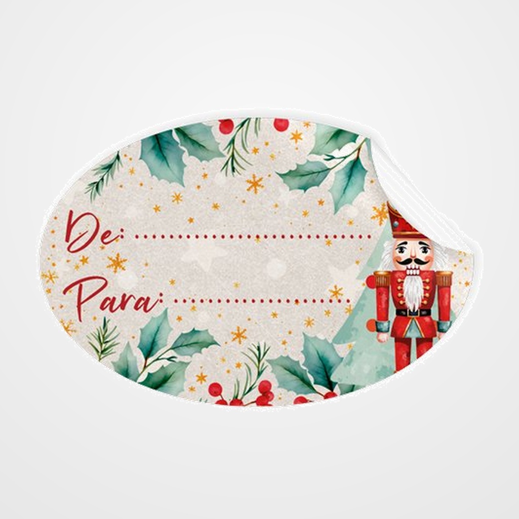 ETIQUETAS REGALO ADH. ROLLO  250 uds. OVALADAS 60x40 NAVIDAD  CASCANUECES