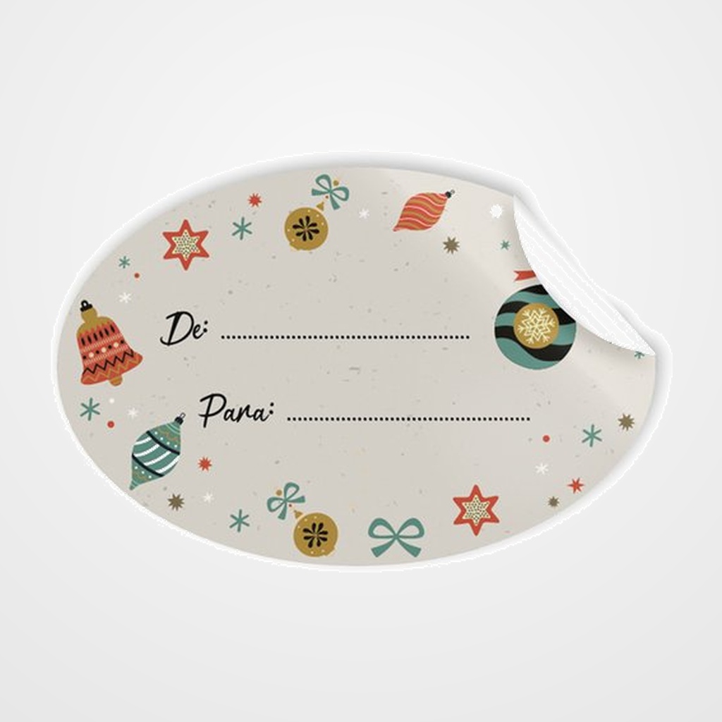 ETIQUETAS REGALO ADH. ROLLO  250 uds. OVALADAS 60x40 NAVIDAD  DETALLES