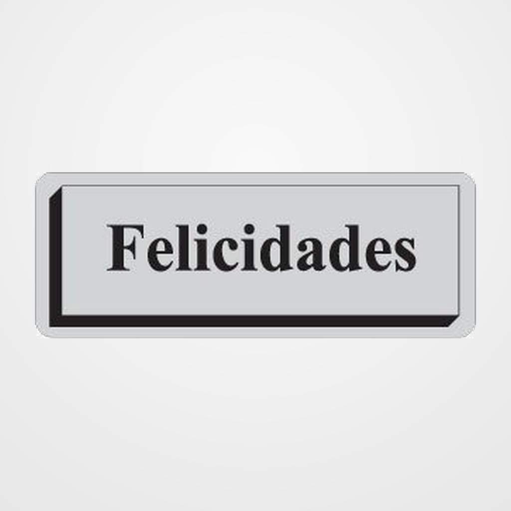 ETIQUETAS REGALO ADH. ROLLO  300 uds. 40x15  FELICIDADES  PLATA