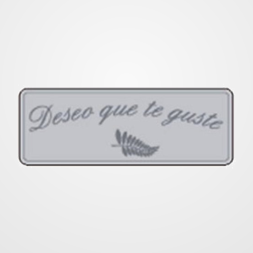 ETIQUETAS REGALO ADH. ROLLO  300 uds. 50x18  DESEO QUE TE GUSTE  PLATA