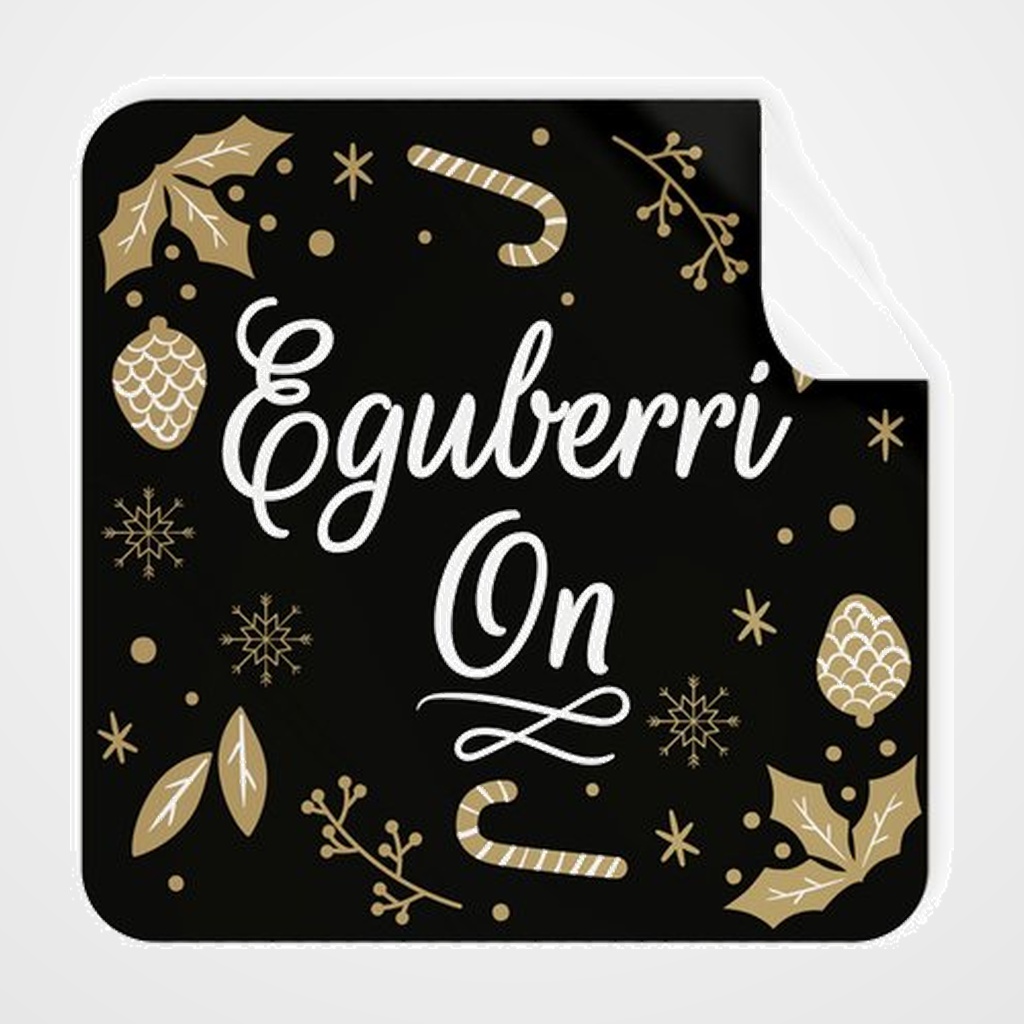ETIQUETAS REGALO EUSKERA ADH. ROLLO  250 uds. CUADRADAS 40x40 NAVIDAD  EGUBERRI ON  BELTZA