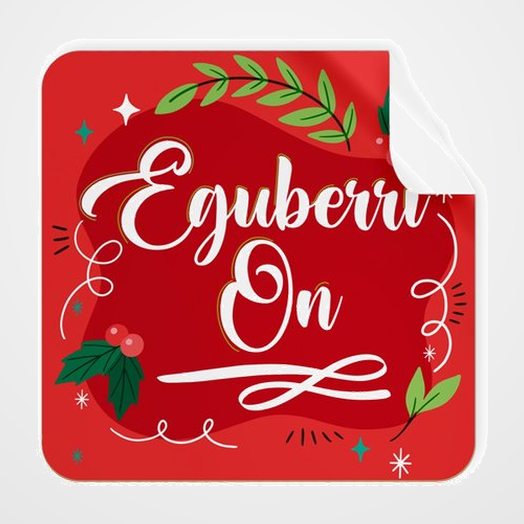 ETIQUETAS REGALO EUSKERA ADH. ROLLO  250 uds. CUADRADAS 40x40 NAVIDAD  EGUBERRI ON  GORRIA