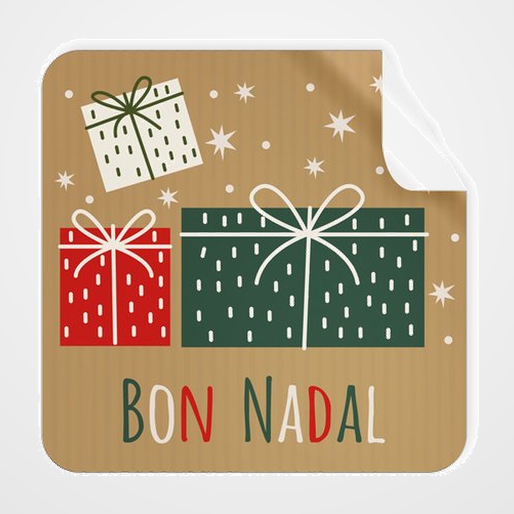 ETIQUETES REGAL CATALAN ADH. ROTLLO  250 uds. QUARADES 40x40 NADAL  BON NADAL  KRAFT