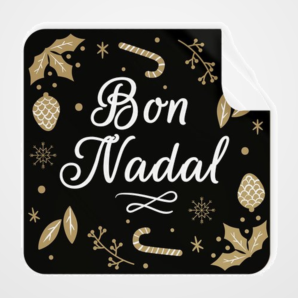 ETIQUETES REGAL CATALAN ADH. ROTLLO  250 uds. QUARADES 40x40 NADAL  BON NADAL  NEGRE