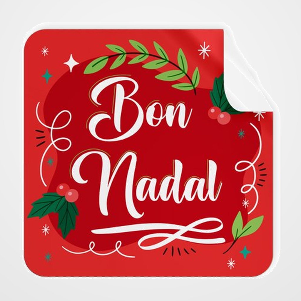 ETIQUETES REGAL CATALAN ADH. ROTLLO  250 uds. QUARADES 40x40 NADAL  BON NADAL  VERMELL