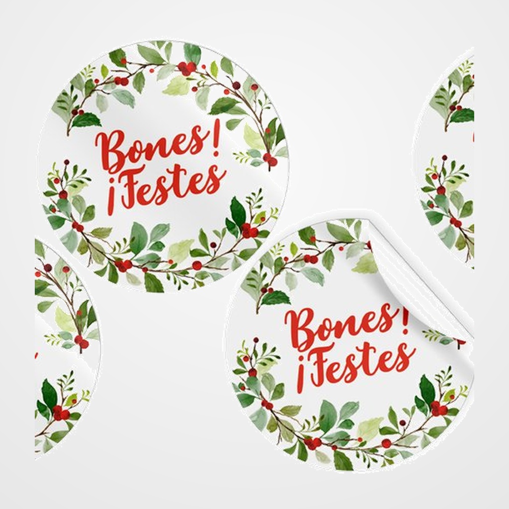 ETIQUETES REGAL CATALAN ADH. ROTLLO  250 uds. RODONES Ø 40 NADAL  BONES FESTES