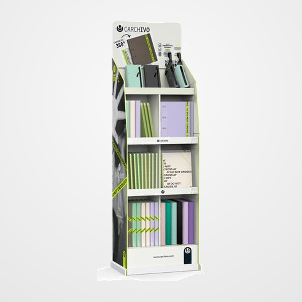 EXPOSITOR CARCHIVO DO NOT CROSS GRANDE GAMA SURTIDO DE 90 16x CARPEBLOC 360 DO NOT CROSS 12x ACORDEON 13 DPTOS. DO NOT CROSS 6x PORTATODO SLIM CASE DO NOT CROSS 2x PORTATODO THE ONE DO NOT CROSS 10x TARIFARIO 20 FUNDAS DO NOT CROSS 10x TARIFARIO 40 FUNDAS DO NOT CROSS 10x BLOCK 100h CD.5 10x DO NOT CROSS 8x CARPEBLOC 360 STYLE NEGRO 8x CARPEBLOC 360 STYLE SURTIDO 8x CARPEBLOC 360 SOFT SURTIDO