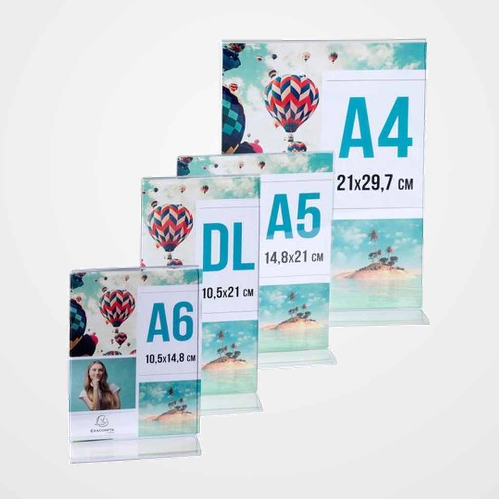 EXPOSITOR SOBREMESA EXACOMPTA EN FORMA DE T A5 VERTICAL CRISTAL