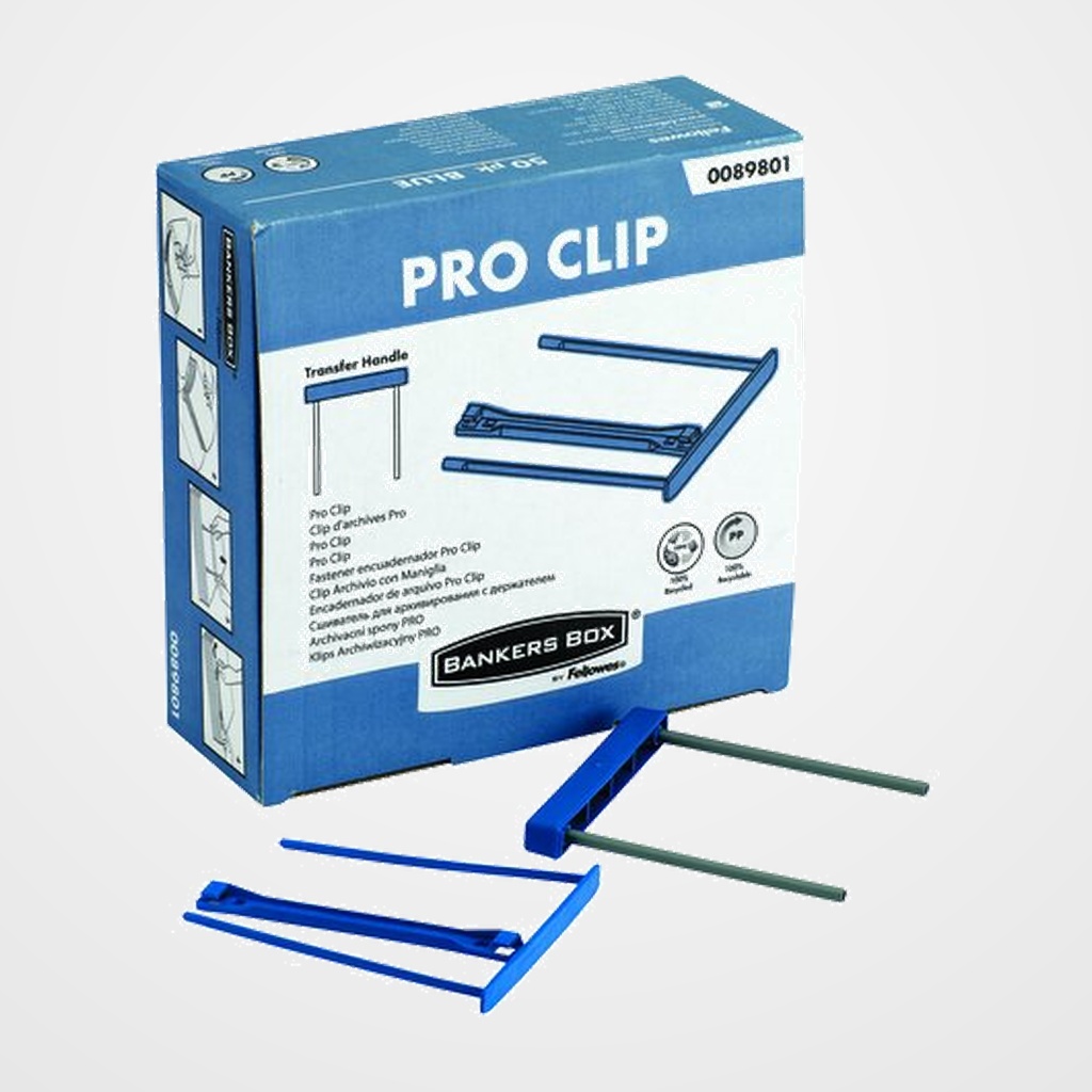 FASTENER FELLOWES PLASTICO CLIP AZUL 100mm (Caja de 50)