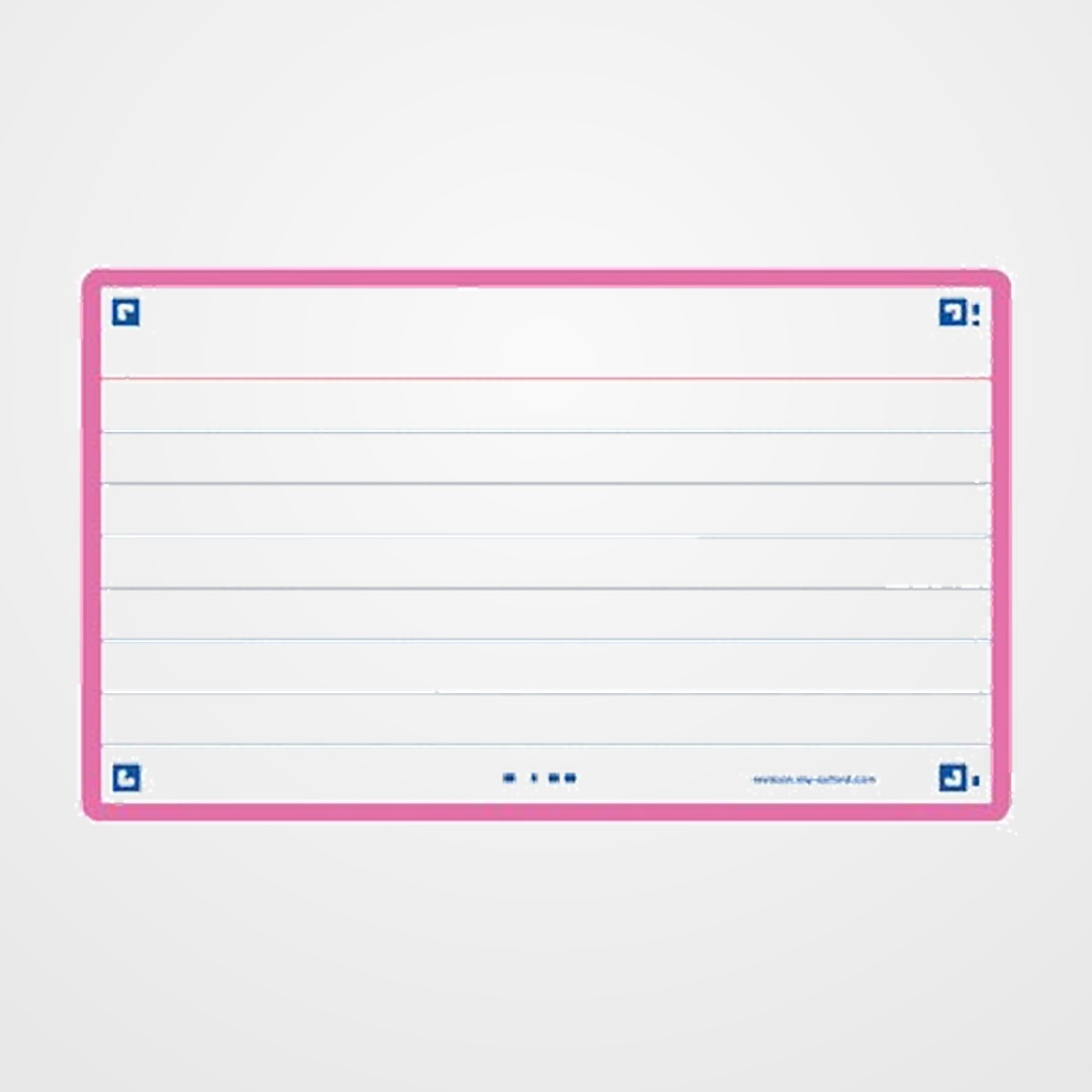 FICHAS OXFORD FLASH 2.0 COLOR HORIZONTAL 125x75mm (A7) FUCSIA paquete de 30
