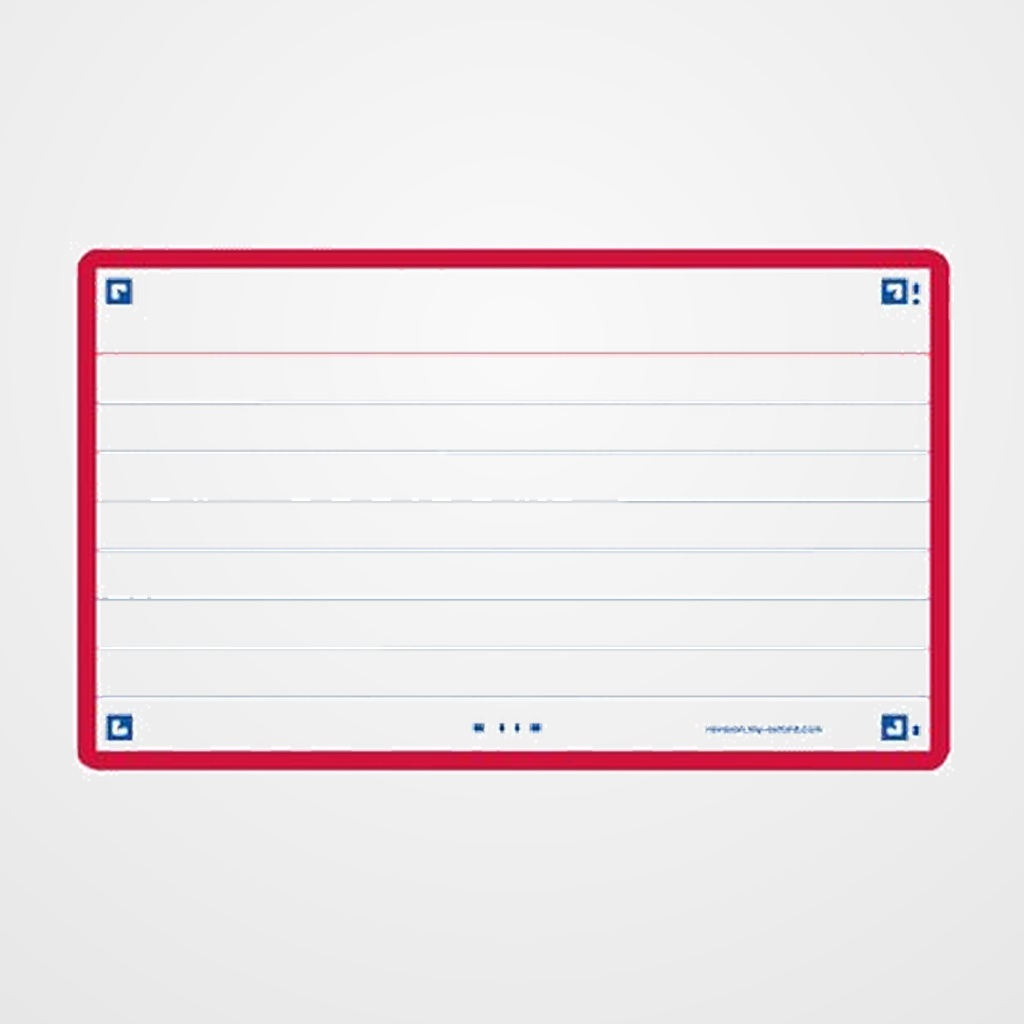 FICHAS OXFORD FLASH 2.0 COLOR HORIZONTAL 125x75mm (A7) ROJO paquete de 30