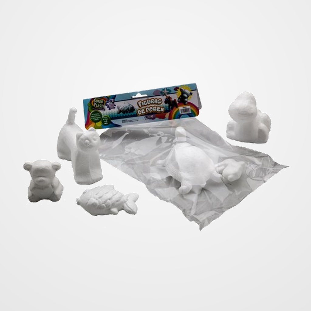 FIGURAS POLIESPAN SURTIDO BOLSA 6 (Gato, Pez, Dinosaurio, Tortuga, Oso, Conejo)