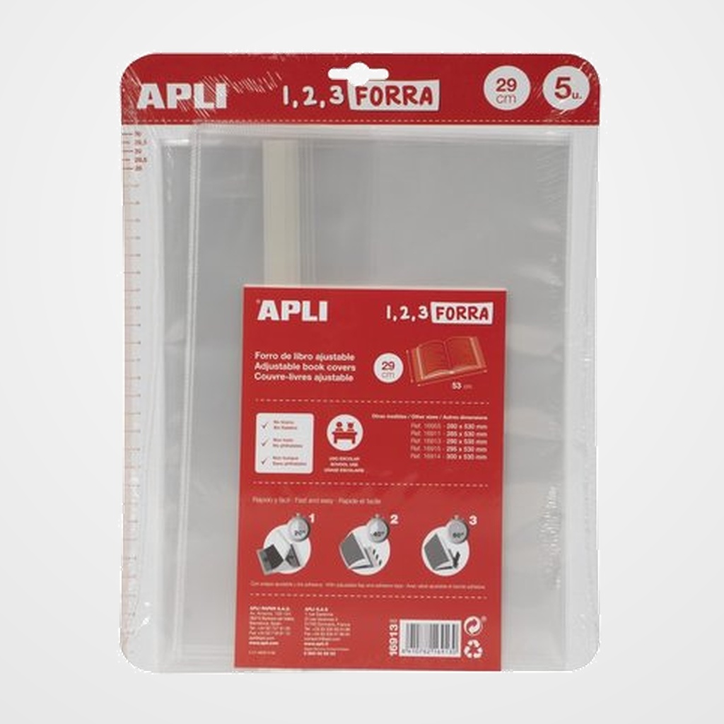 FORRO AJUSTABLE APLI TRANS.75µ  29 cm BLISTER DE 5