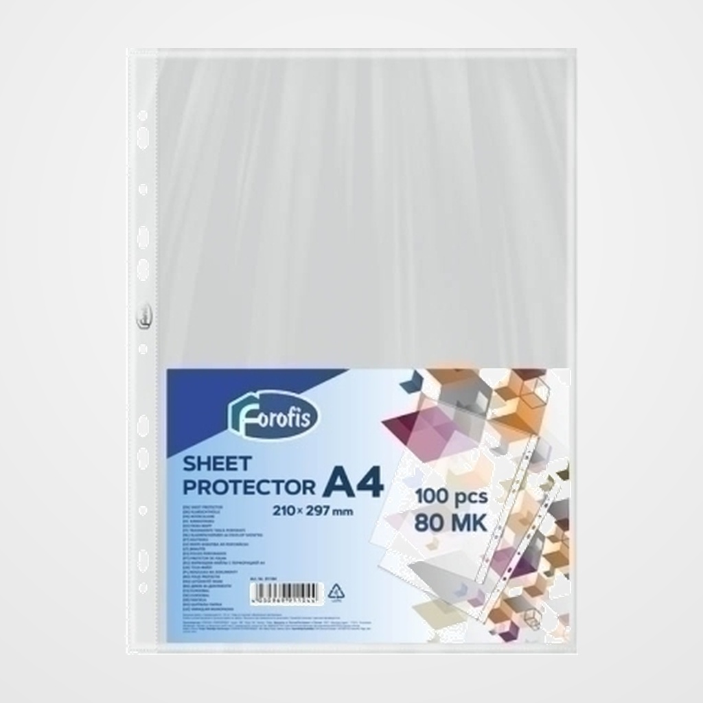 FUNDA MULTITALADRO FOROFIS PP 80µ LISO A4 11 TAL.RFZO. PAQUETE de 100