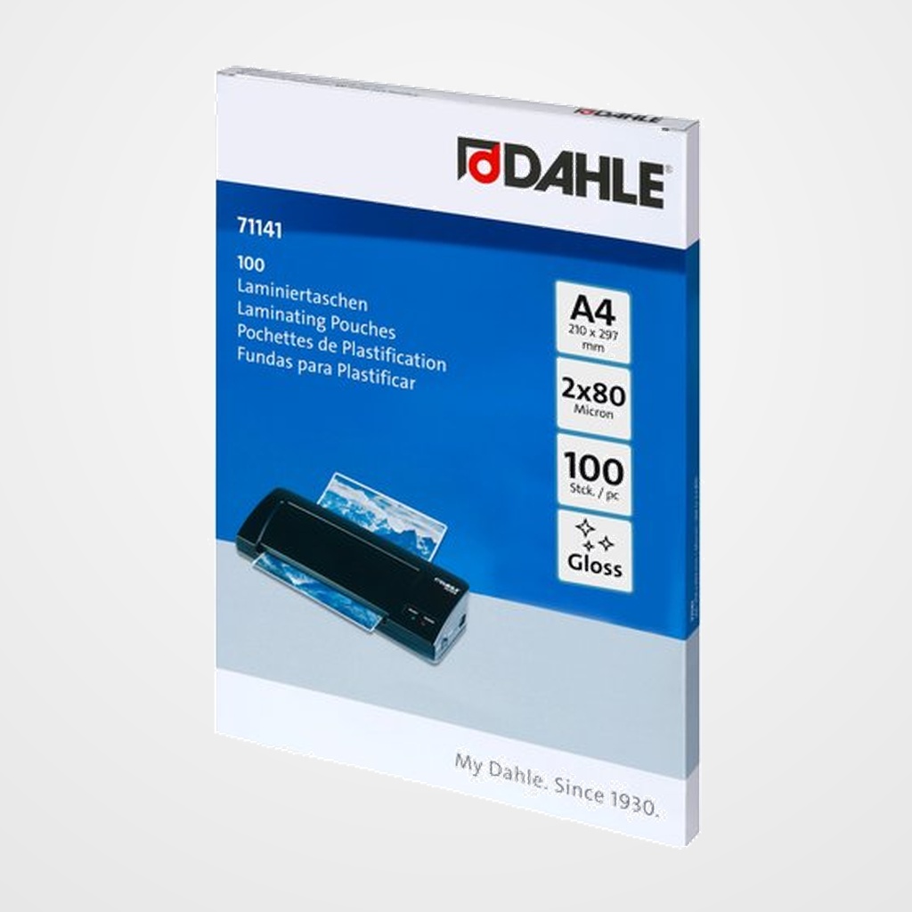 FUNDA PLASTIFICAR DAHLE 216x303 (A4) 80µ PAQUETE de 100
