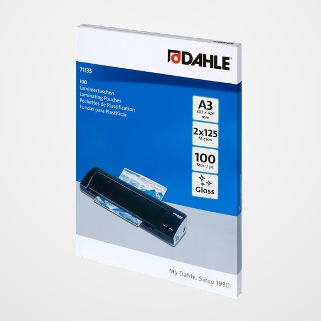 FUNDA PLASTIFICAR DAHLE 303x426 (A3) 125µ PAQUETE de 100
