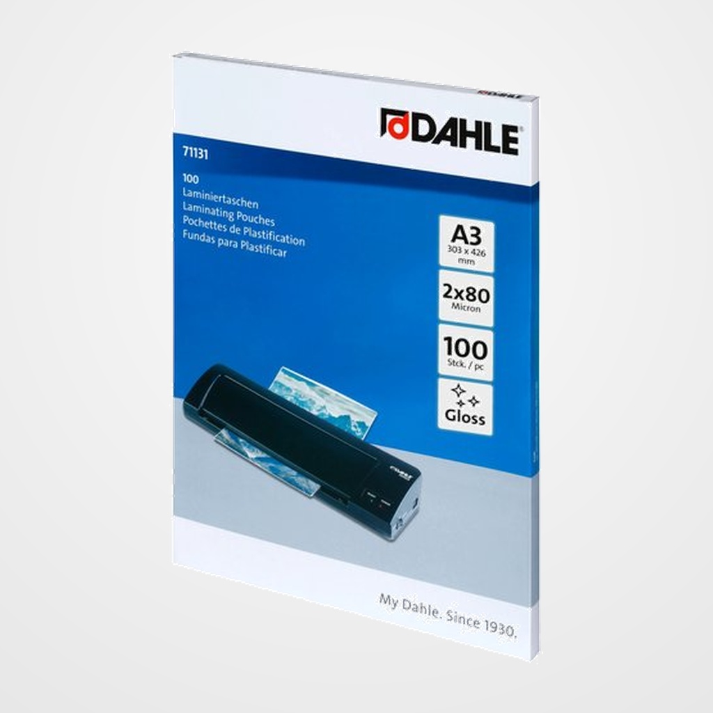 FUNDA PLASTIFICAR DAHLE 303x426 (A3) 80µ PAQUETE de 100