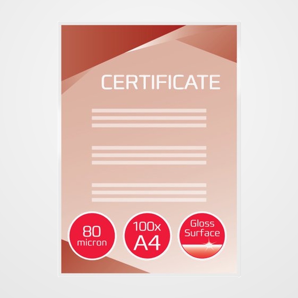 FUNDA PLASTIFICAR GBC A4 80µ BRILLO PAQUETE de 100