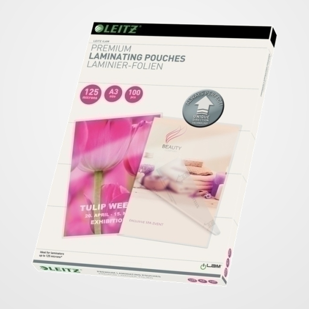FUNDA PLASTIFICAR LEITZ 310x460 (A3) 125µ PAQUETE de 100