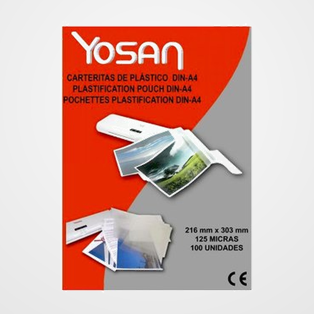FUNDA PLASTIFICAR YOSAN 216x303 (A4) 125µ PAQUETE de 100