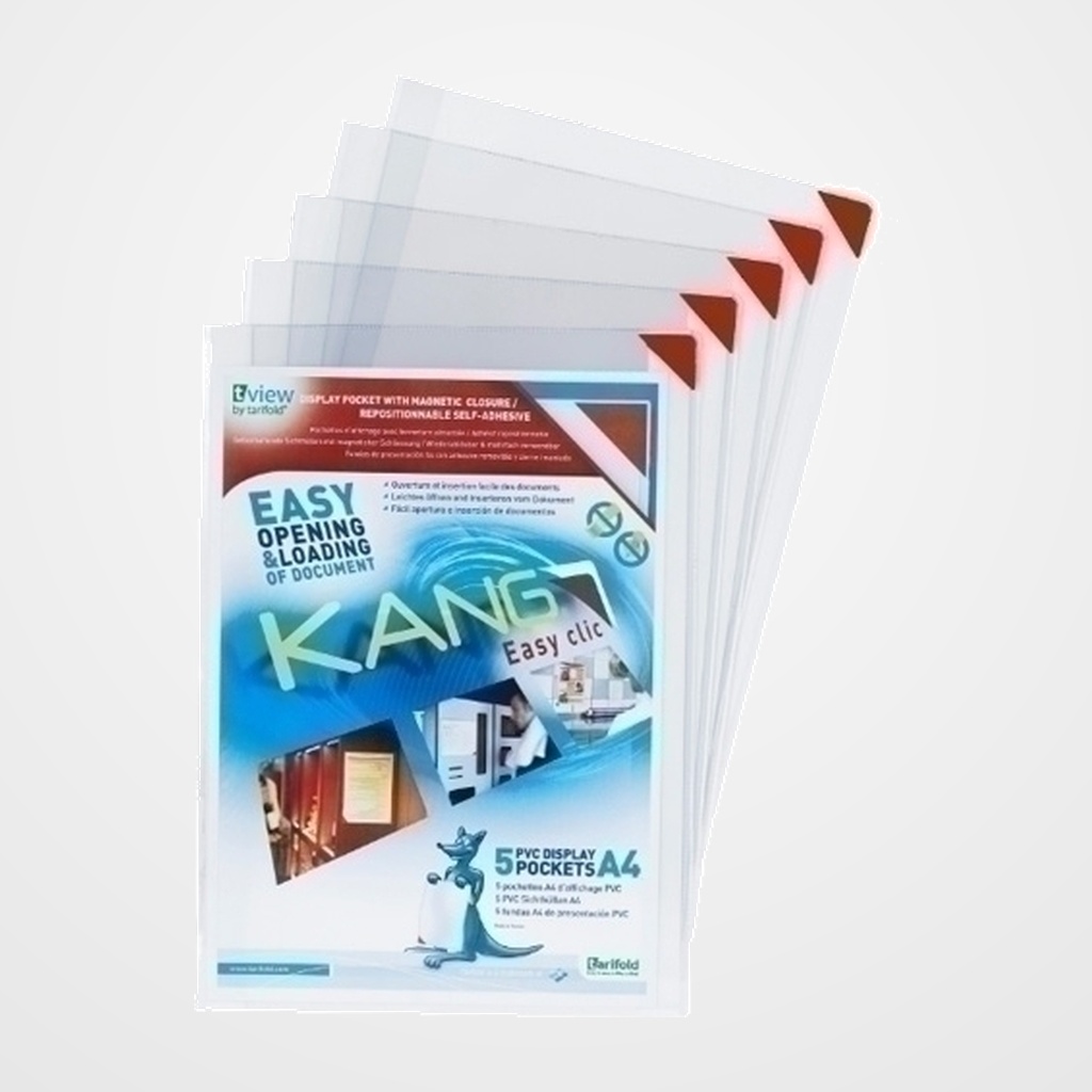 FUNDA PORTA CARTELES TARIFOLD KANG EASY CLIC A3 VERTICAL/HORIZONTAL REMOVIBLE PACK de 2