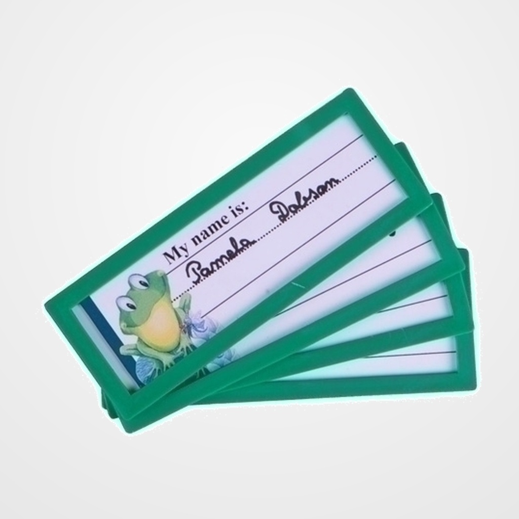 FUNDA PORTA CARTELES TARIFOLD MARCO DE IDENTIFICACION RIGIDO 120x45 mm. PERMANENTE VERDE PACK de 4