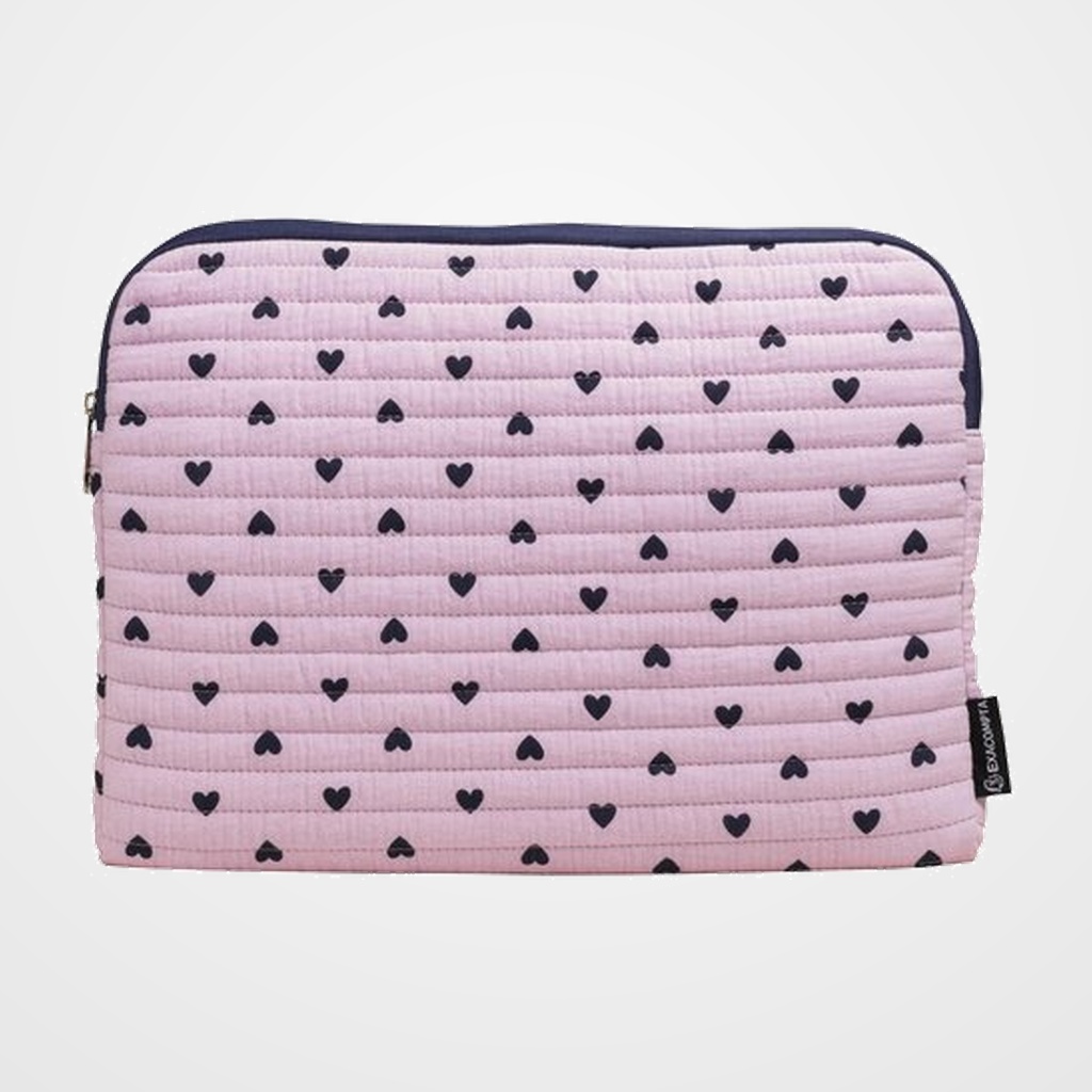 FUNDA PORTATIL EXACOMPTA 13-14  (35x27x2,5cm) CORAZONES MALVA