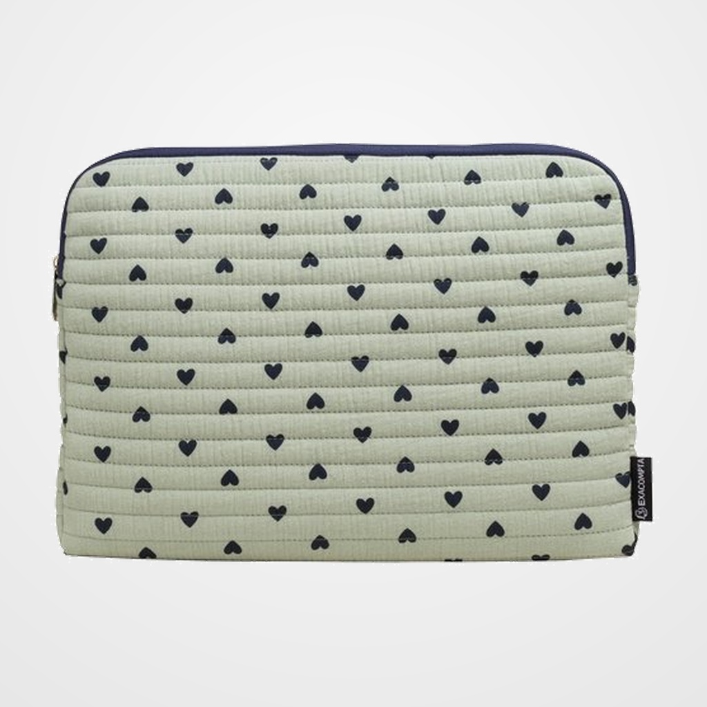 FUNDA PORTATIL EXACOMPTA 13-14  (35x27x2,5cm) CORAZONES VERDE