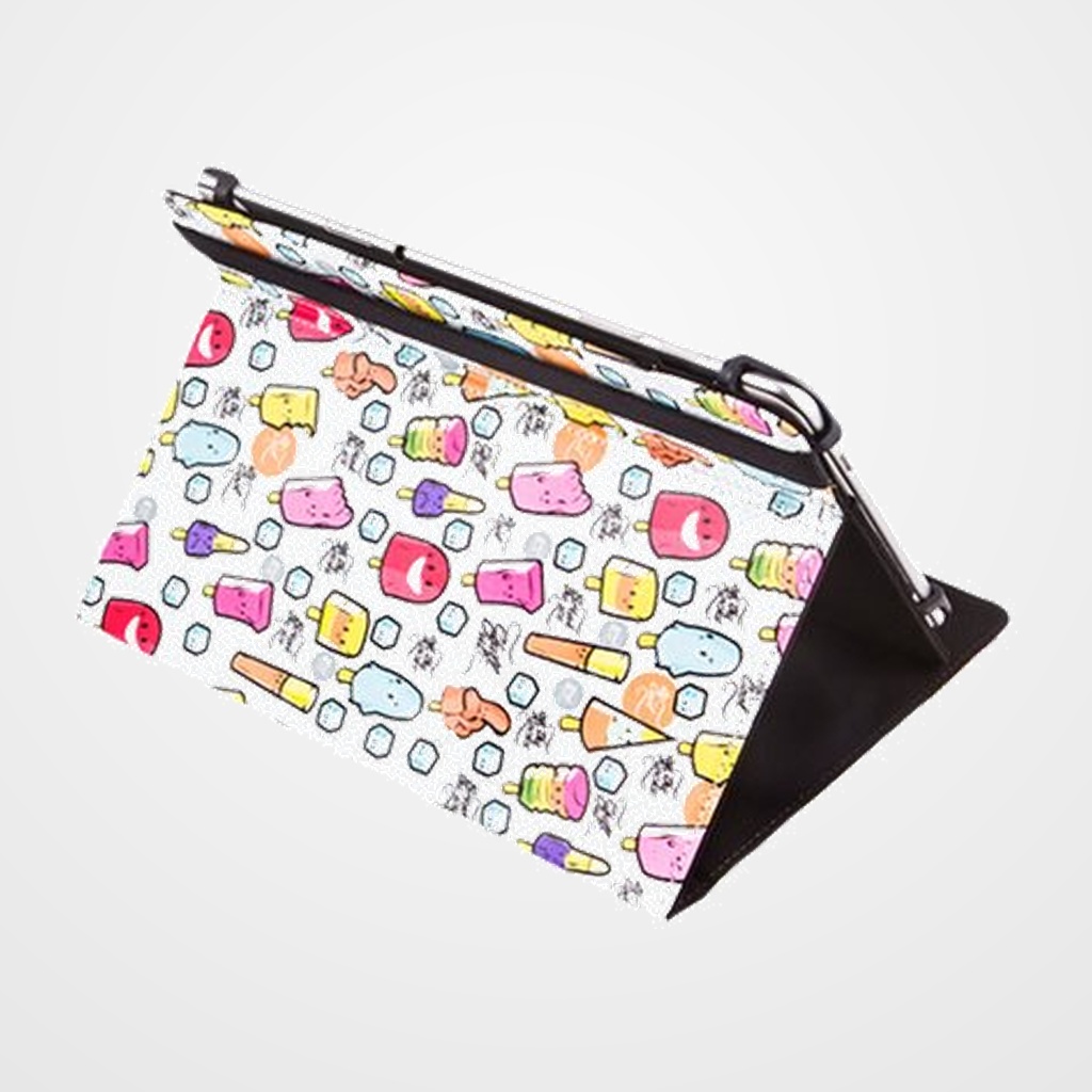 FUNDA TABLET SILVER HT ESTAMPADA UNIVERSAL 9 -10,4  COOL ICE POP METAL ROJO PUNTOS AZULES