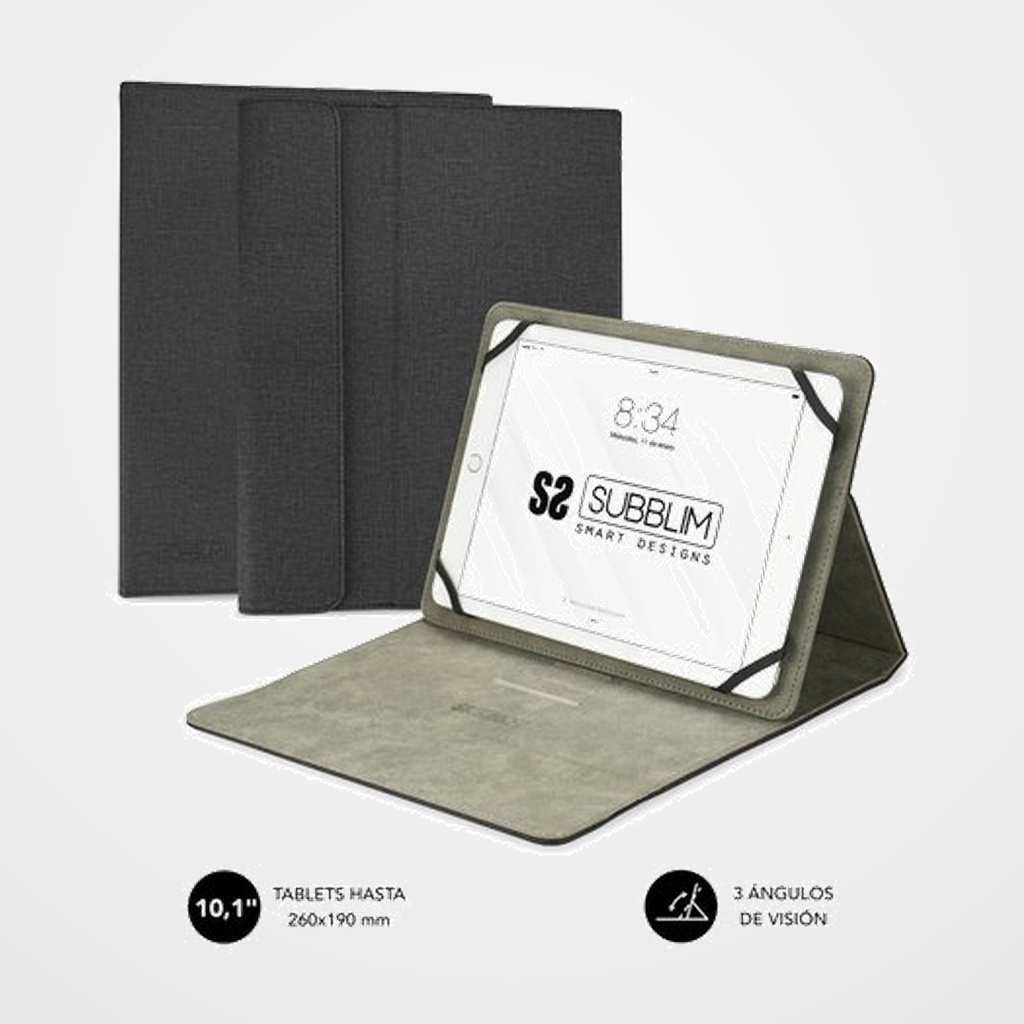 FUNDA TABLET SUBBLIM CLEVER STAND CASE 10.1  NEGRO