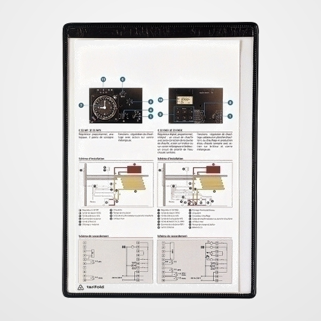 FUNDA TARIFOLD MAGNETICAS A4 CON APERTURA SUPERIOR NEGRA  PAQUETE DE 5