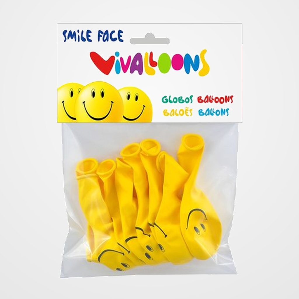 GLOBO VIVALLOONS CARA SONRIENTE BOLSA DE 8