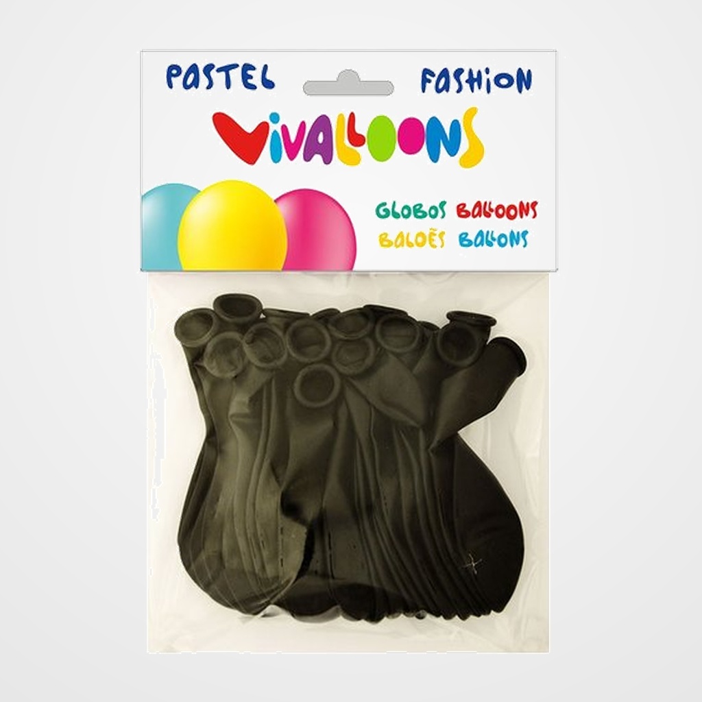 [14101042] GLOBO VIVALLOONS FASHION PASTEL NEGRO BOLSA DE 20