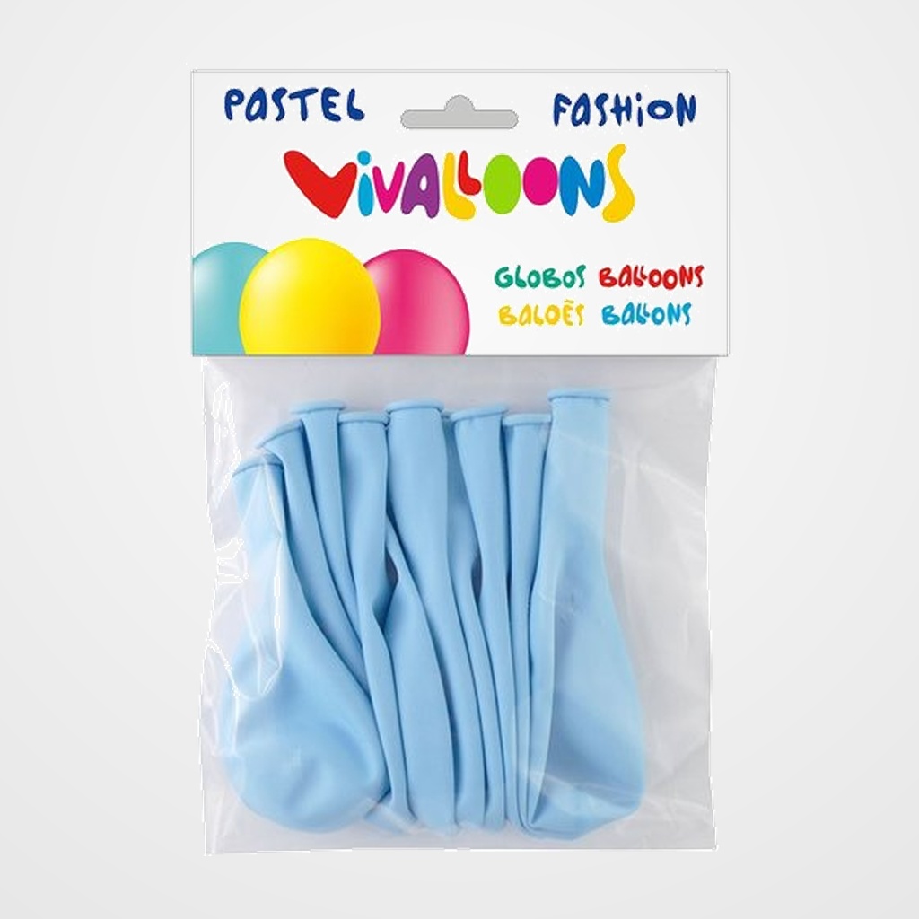 GLOBO VIVALLOONS LIGHT PASTEL AZUL CLARO BOLSA DE 10