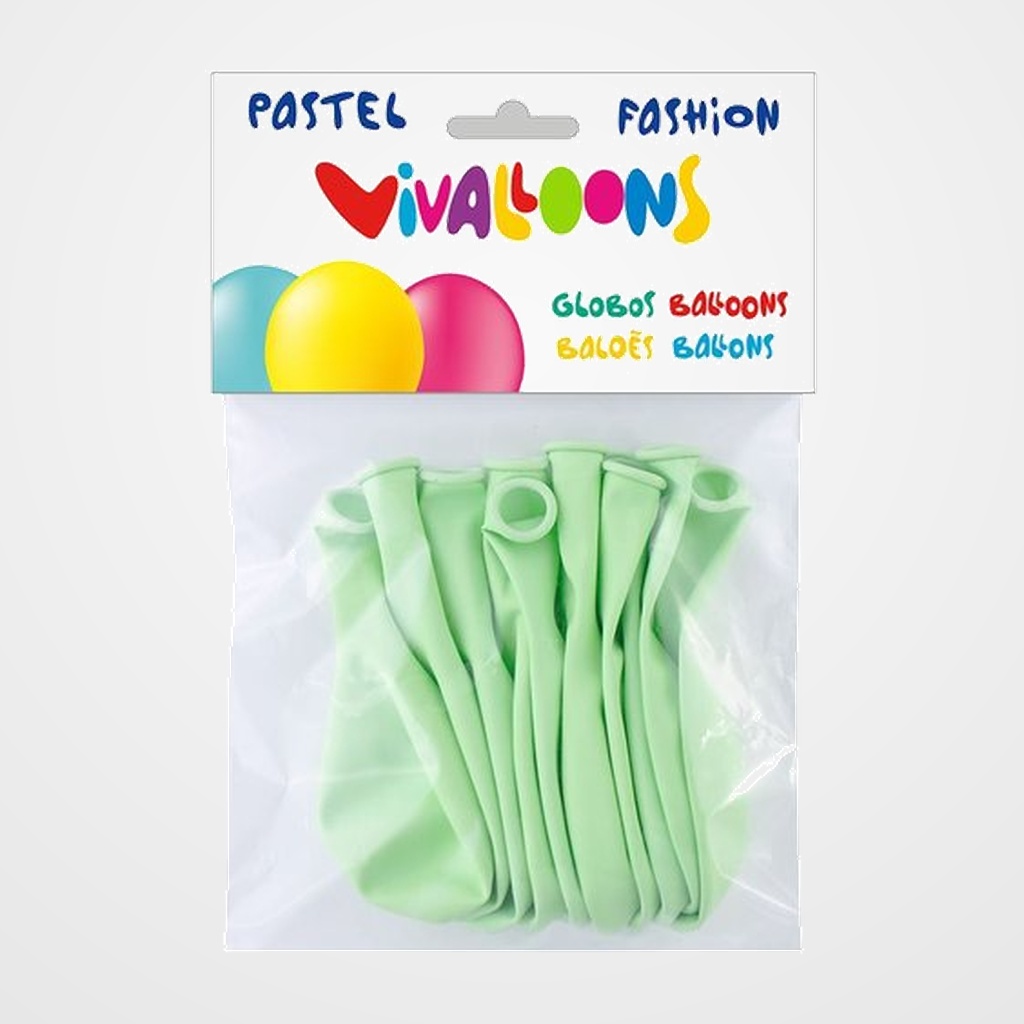 GLOBO VIVALLOONS LIGHT PASTEL VERDE CLARO BOLSA DE 10
