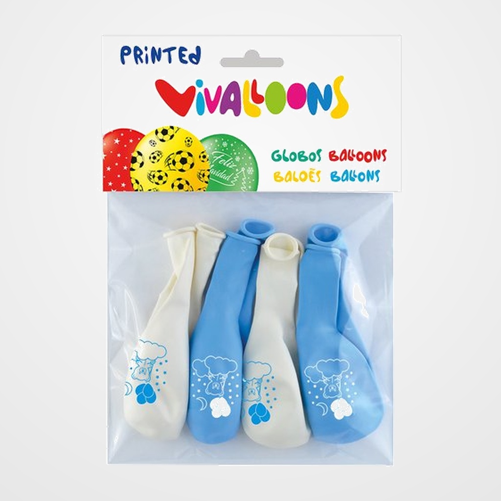 GLOBO VIVALLOONS OSITO AZUL/BLANCO BOLSA DE 8