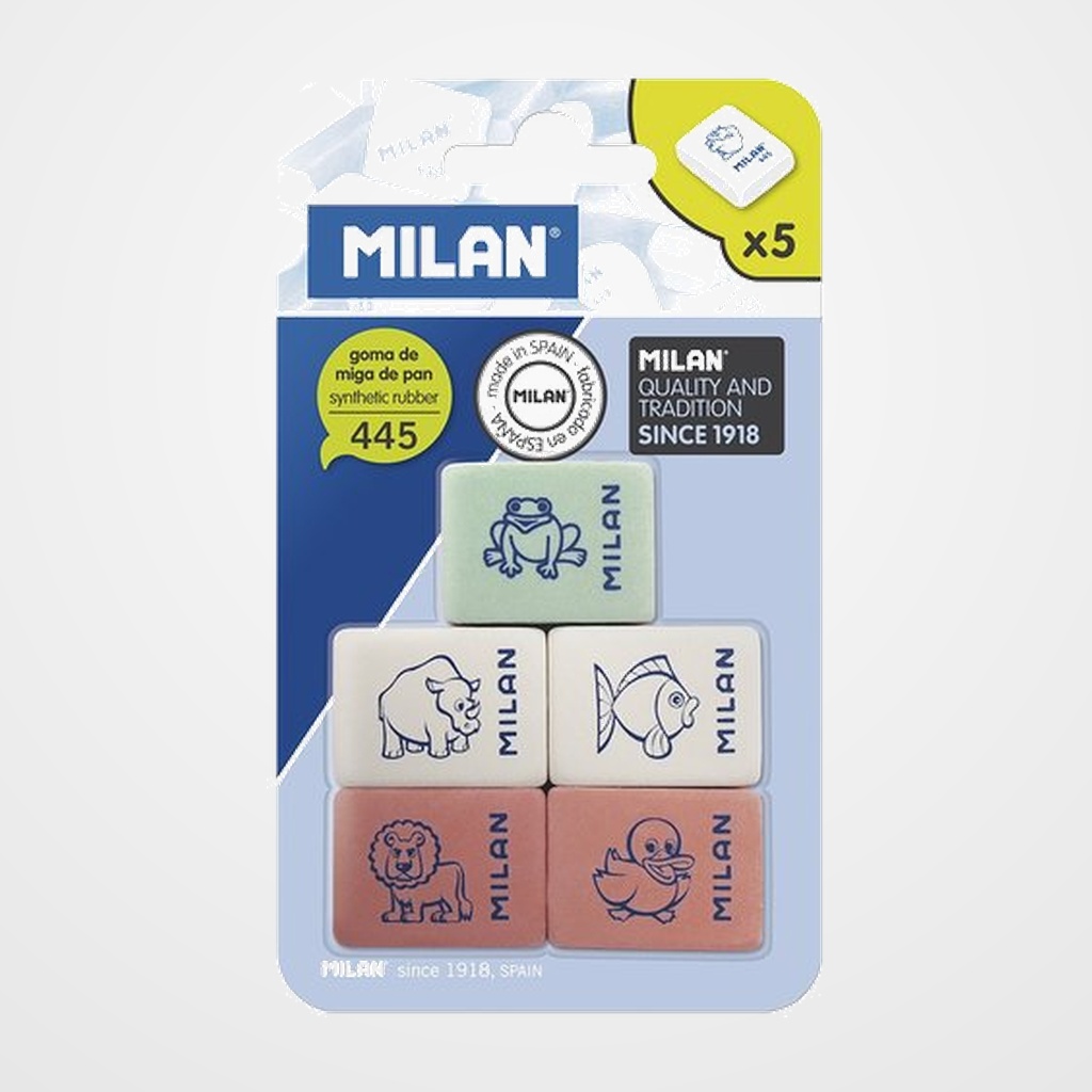 GOMA de BORRAR MILAN MIGA DE PAN FLEXIBLE 445 ESCOLAR BLISTER de 5