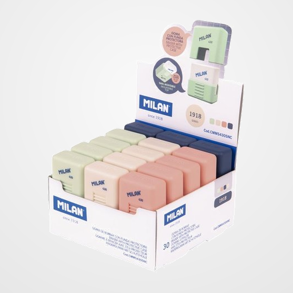 GOMA de BORRAR MILAN MIGA DE PAN 430 CUADRADA CON FUNDA SERIE 1918 EXPOSITOR de 30