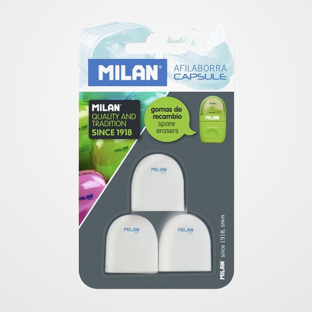 [11101246] GOMA de BORRAR MILAN RECAMBIO para AFILABORRA CAPSULE (Blister de 3)