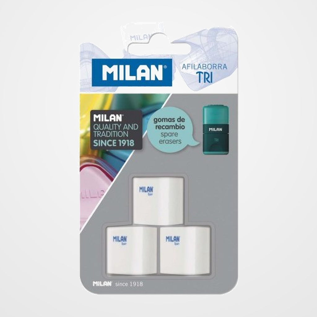 GOMA de BORRAR MILAN RECAMBIO para AFILABORRA TRI (Blister de 3)
