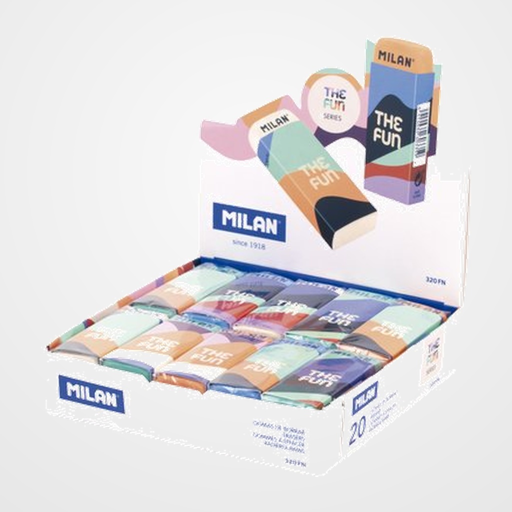 GOMA de BORRAR MILAN 320 THE FUN con FUNDA PROTECTORA EXPOSITOR DE 20