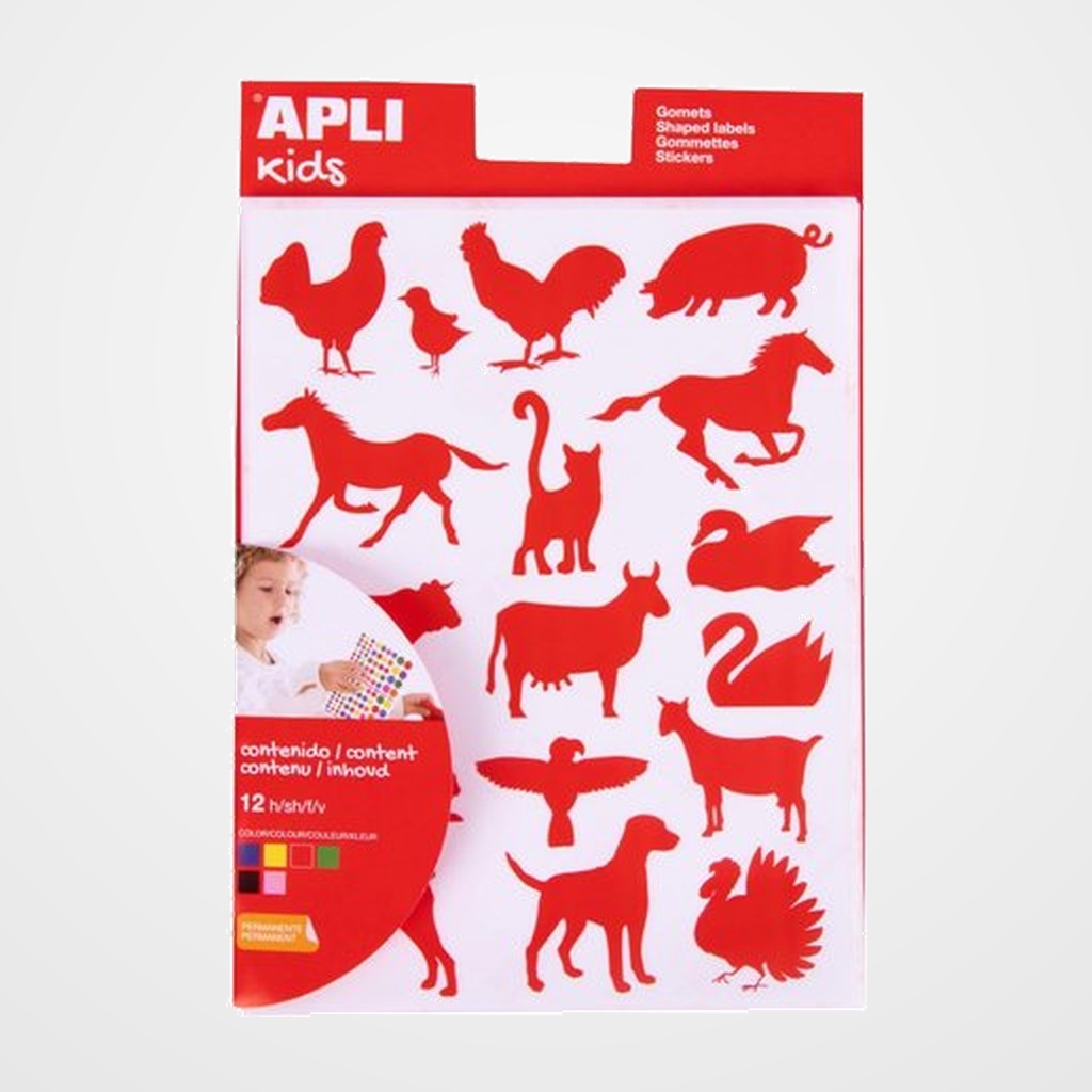 GOMETS APLI  BOLSA 12h ANIMALES GRANJA 6 col.surt.(AM-AZ-NG-RJ-RS-VD) 204 uds. (10114)