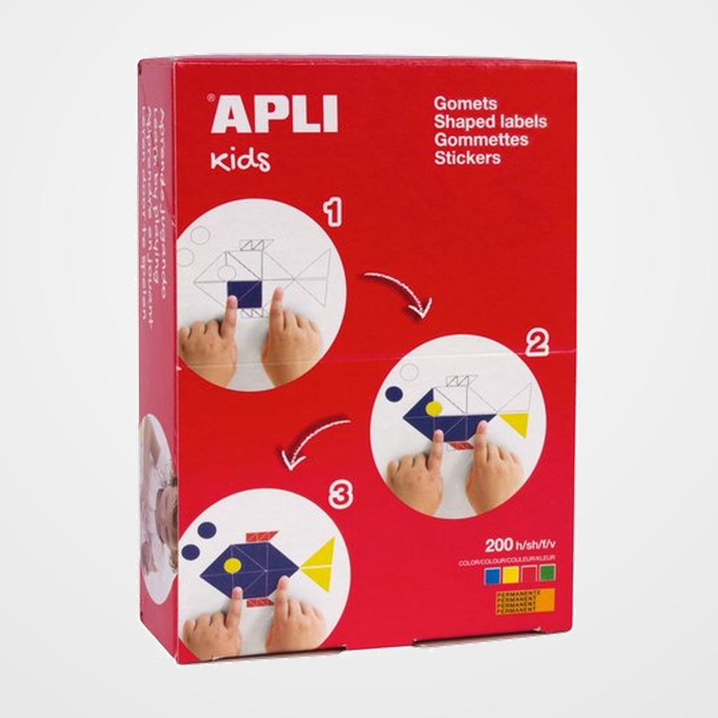 GOMETS APLI  CAJA 200h CIRCULO Ø 19 mm 4 col.surt.(AM-AZ-RJ-VD) 8.000 uds. (00691)